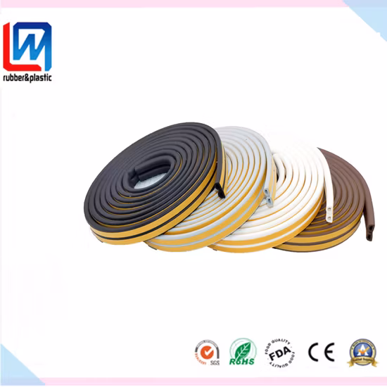 E 모양 EPDM 스폰지 고무 씰링 Weatherstrip 나무로 되는 문에 대 한 압출 프로필
